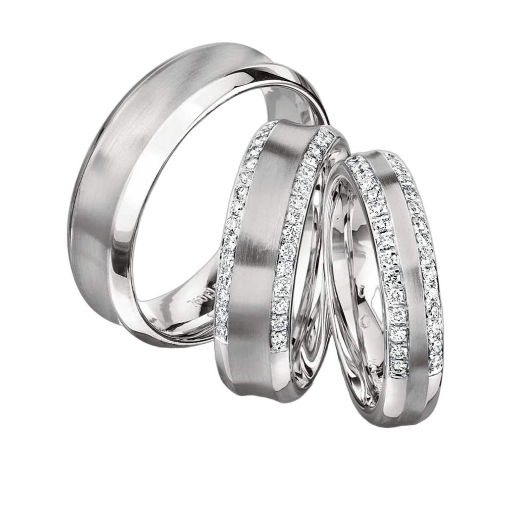 Furrer Jacot Wedding Ring Set 750 White Gold | 30 Brilliant-Cut Diamonds