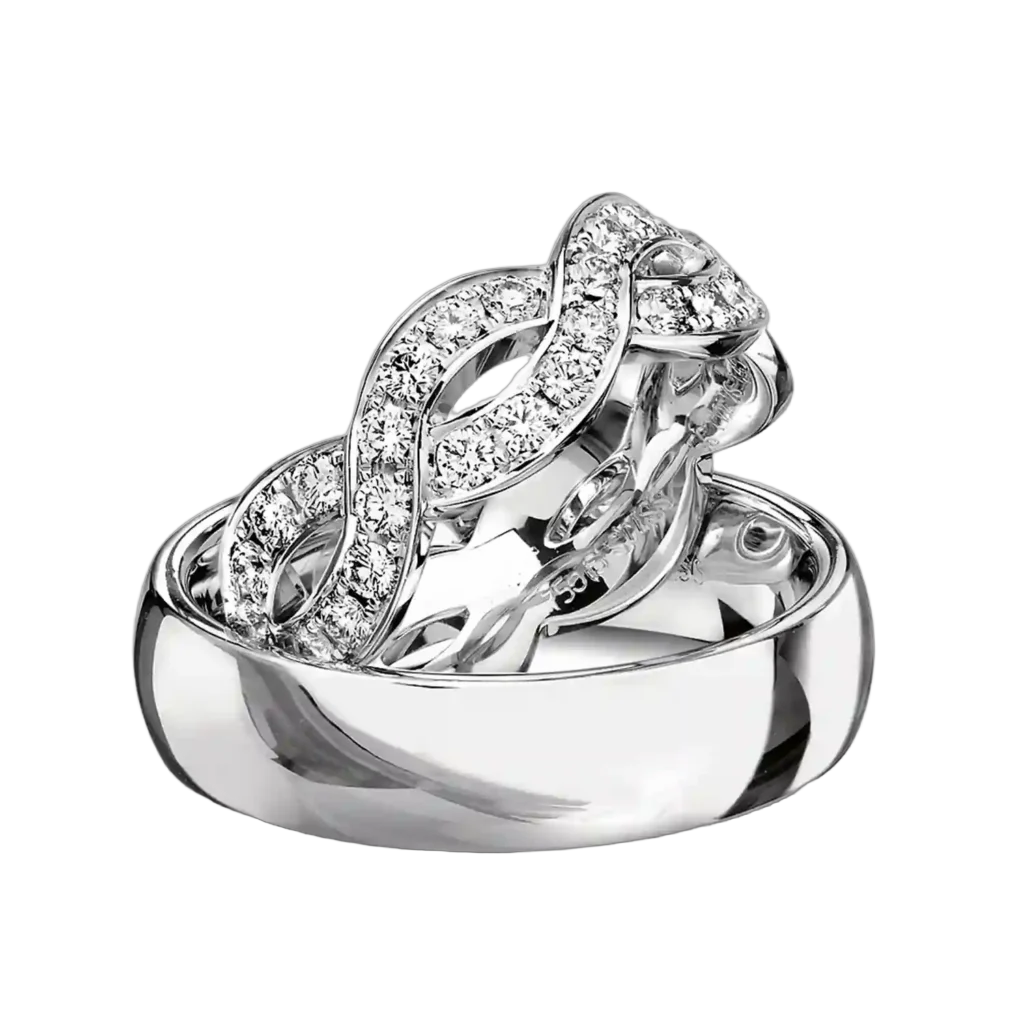 Furrer Jacot Wedding Ring Set 750 White Gold | 56 Brilliant-Cut Diamonds 1.400 ct