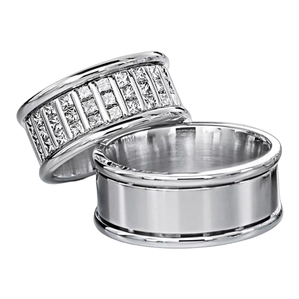 Furrer Jacot Wedding Ring Set 750 White Gold | 66 Princess-Cut Diamonds 3.300 ct