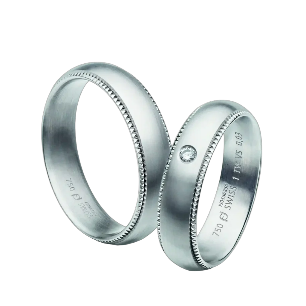 Furrer Jacot Wedding Ring Set 750 White Gold | 1 Diamond 0.005 ct
