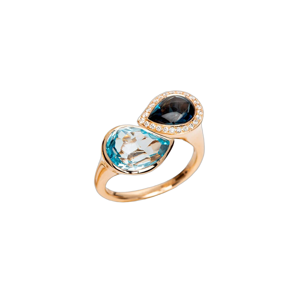 Takara Ring Blue Topaz + London Blue Topaz