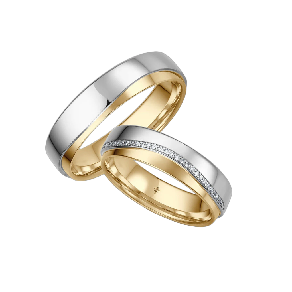Giloy Ringpaar Denise | 750 Weißgold / Gelbgold | 28 Brillanten