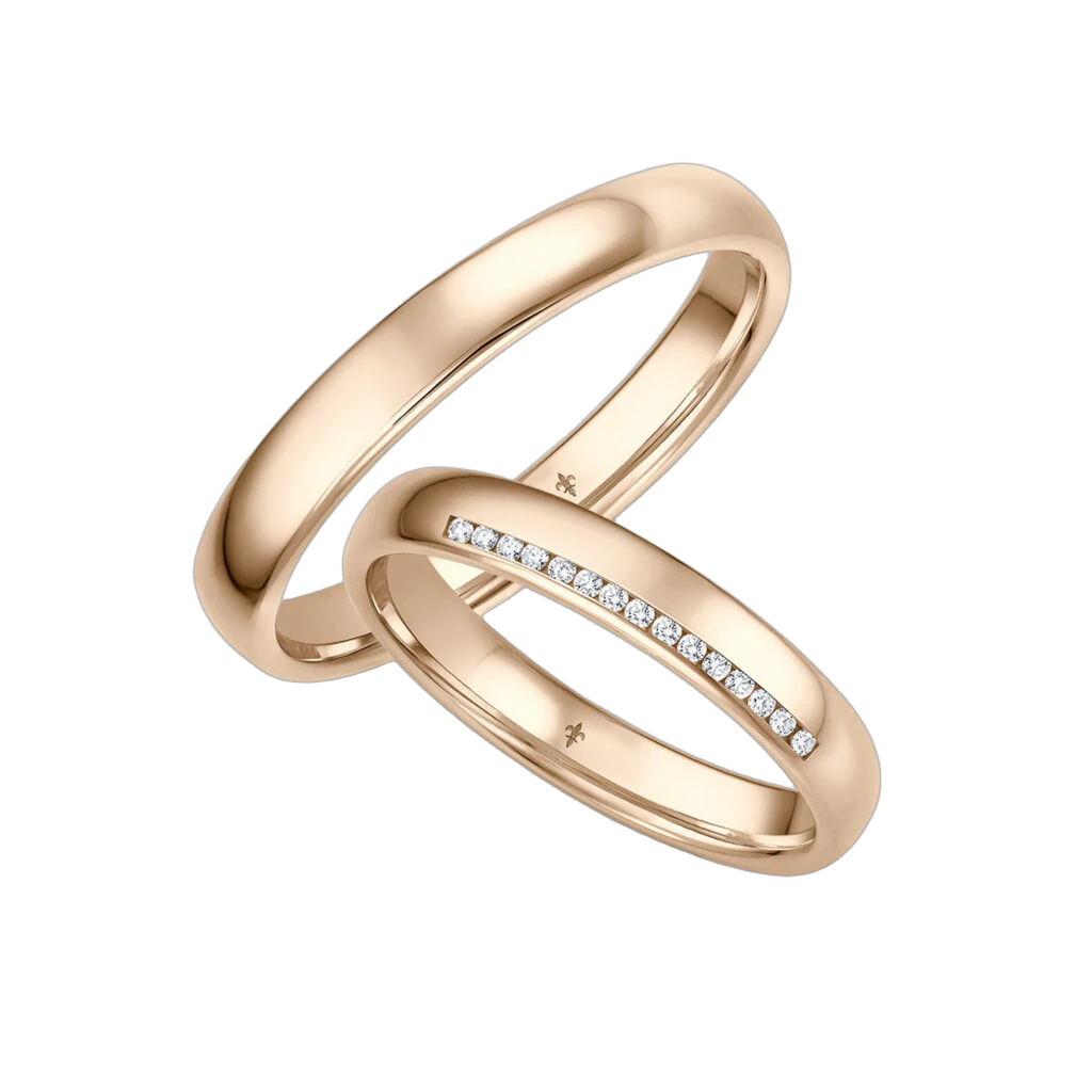 Giloy Wedding Ring Set Ella | 750 Rose Gold | 15 Brilliant-Cut Diamonds