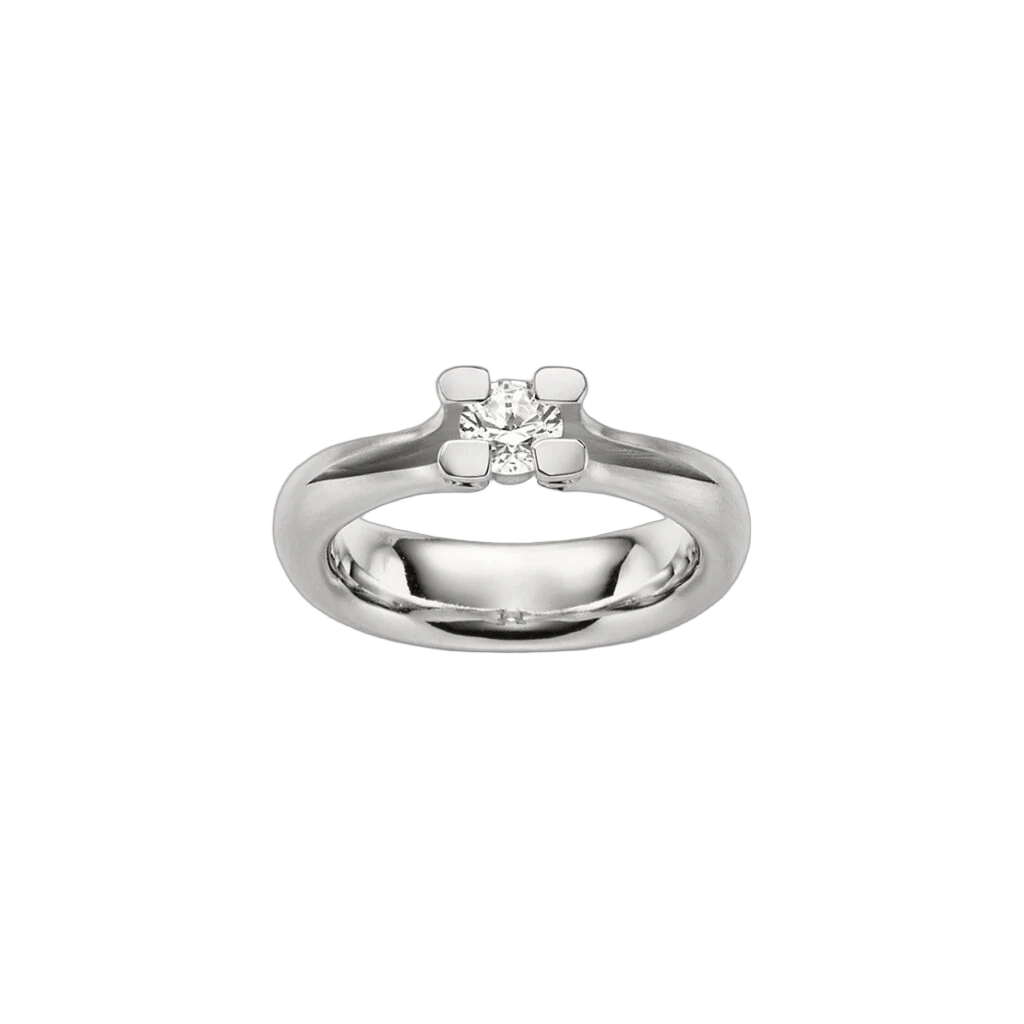 Ring Forever Solitaire square with Diamond