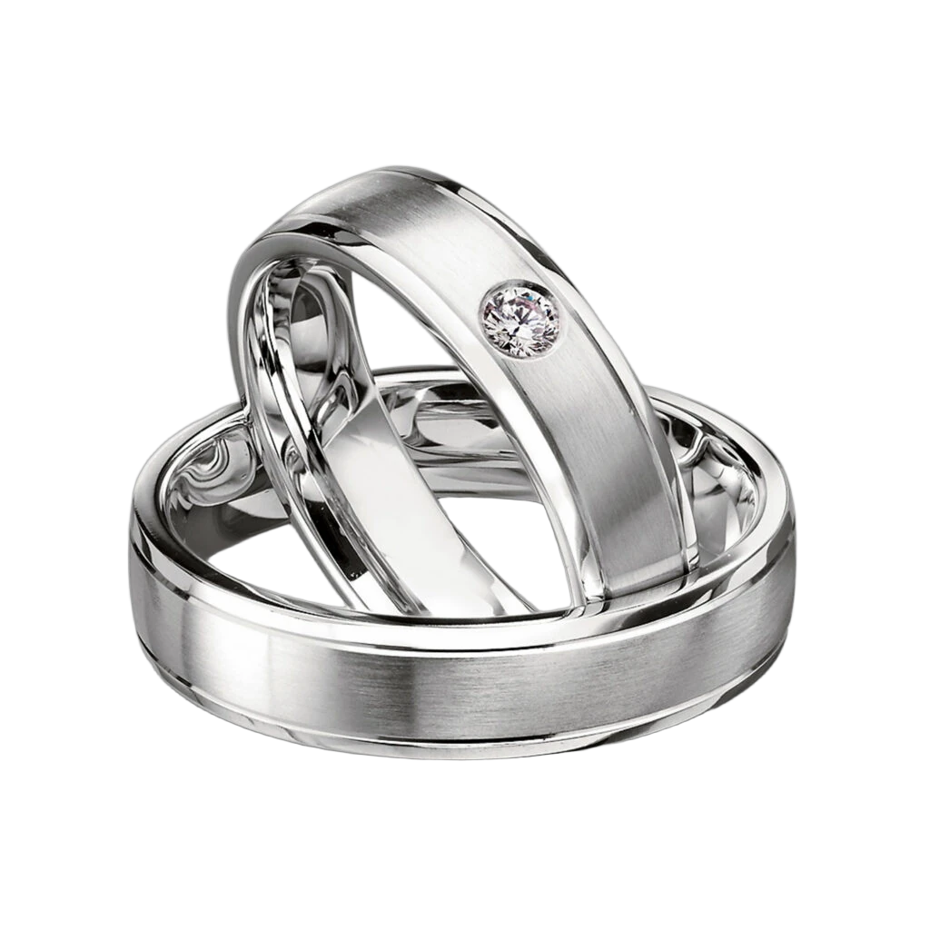 Furrer Jacot Wedding Ring Set 750 White Gold | 1 Diamond