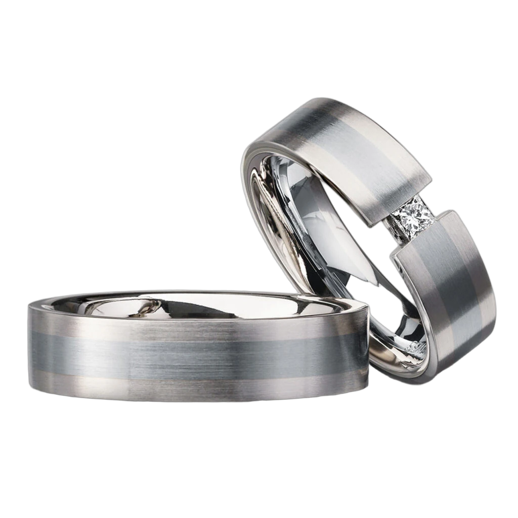 Furrer Jacot Wedding Ring Set 950 Platinum/750 White Gold | 1 Princess-Cut Diamond