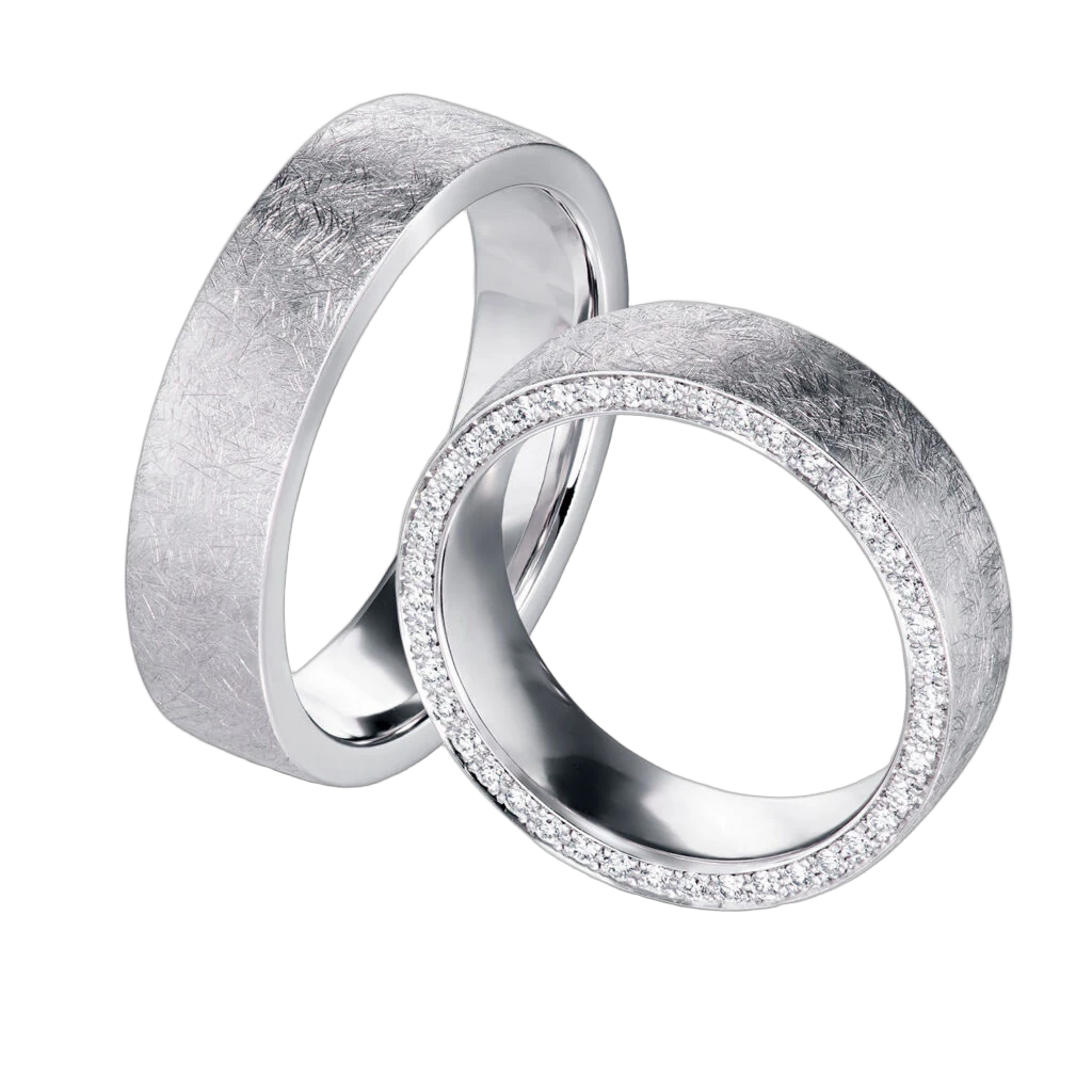 Furrer Jacot Wedding Ring Set 750 White Gold | 46 Brilliant-Cut Diamonds