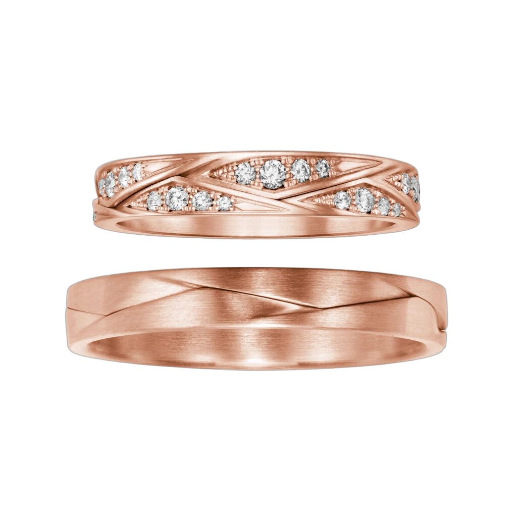 Furrer Jacot Wedding Ring Set 750 Rose Gold | 40 Brilliant-Cut Diamonds