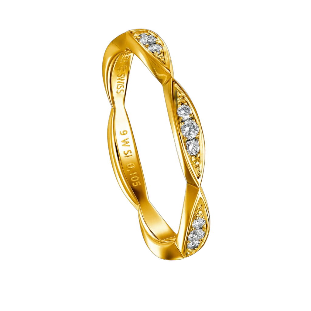 Furrer Jacot Women's Ring 750 Yellow Gold | 9 or 18 Brilliant-Cut Diamonds