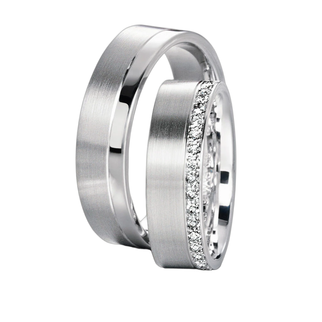 Furrer Jacot Wedding Ring Set 750 White Gold | 38 Brilliant-Cut Diamonds
