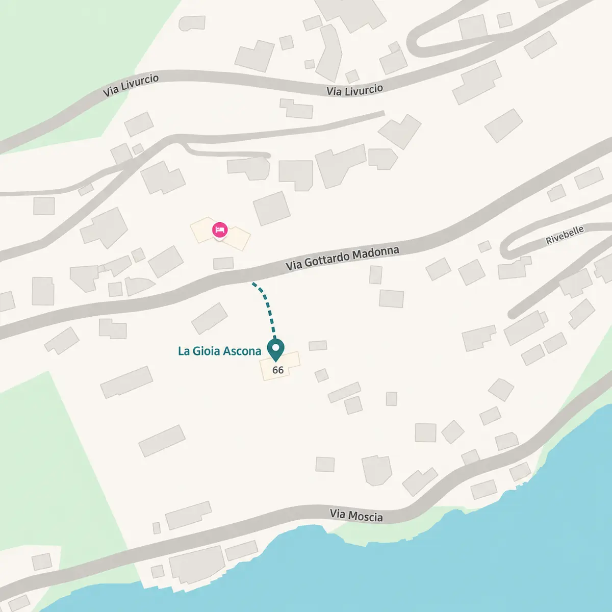 Karte mit dem Standort der Villa La Gioia in Ronco sopra Ascona